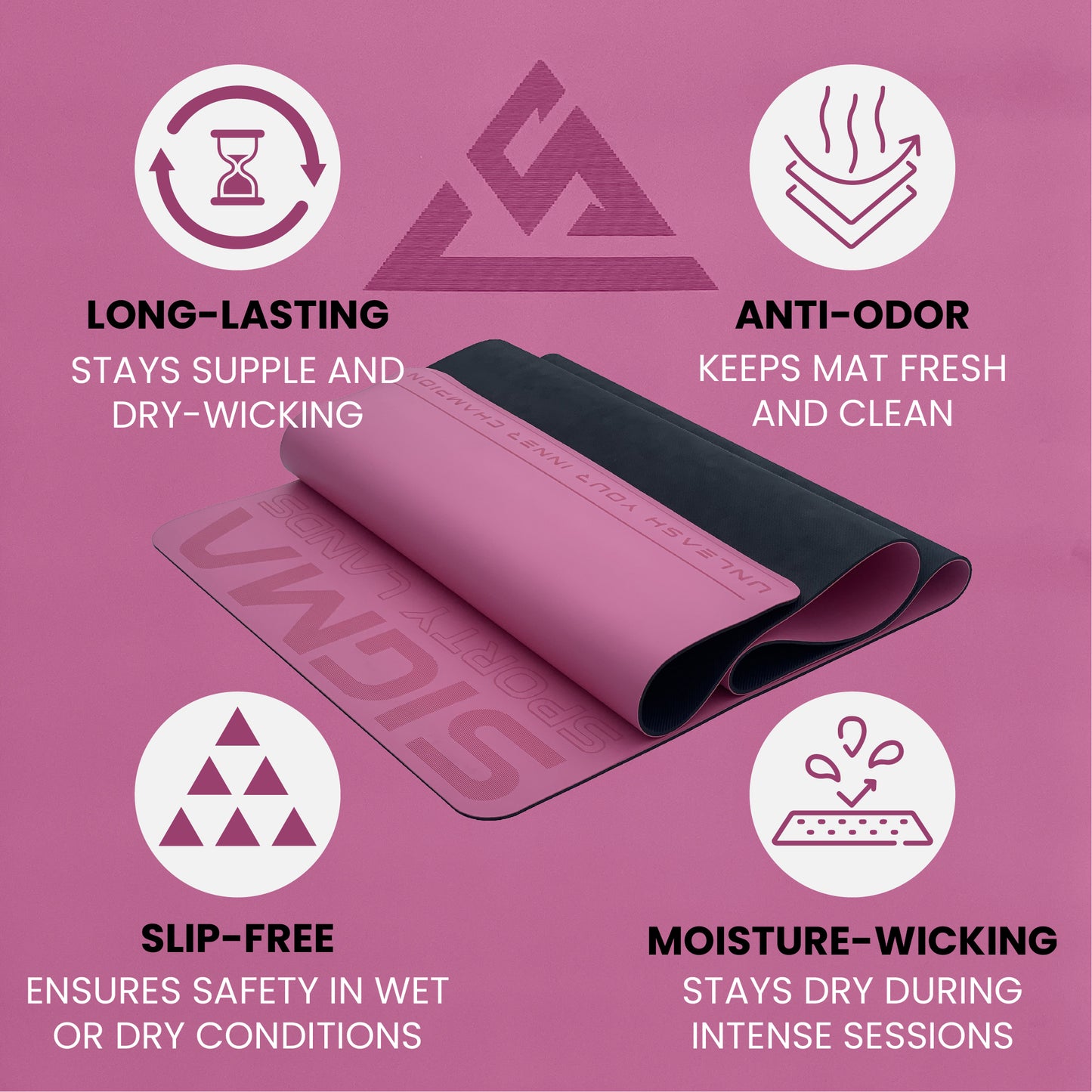 Conquerors Yoga Mat, Exercise Mat for Yoga, Pilates, Crossfit, Weightlifting, Gymnastics, Fitness - 5mm Thick Non-Slip with Strong Grip